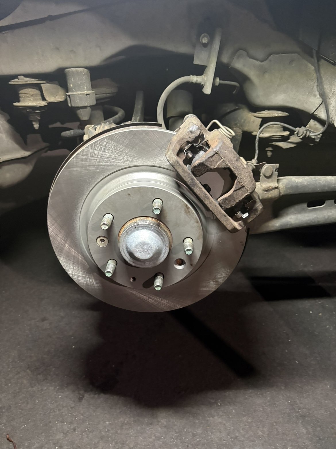Fresh brake rotor installation
