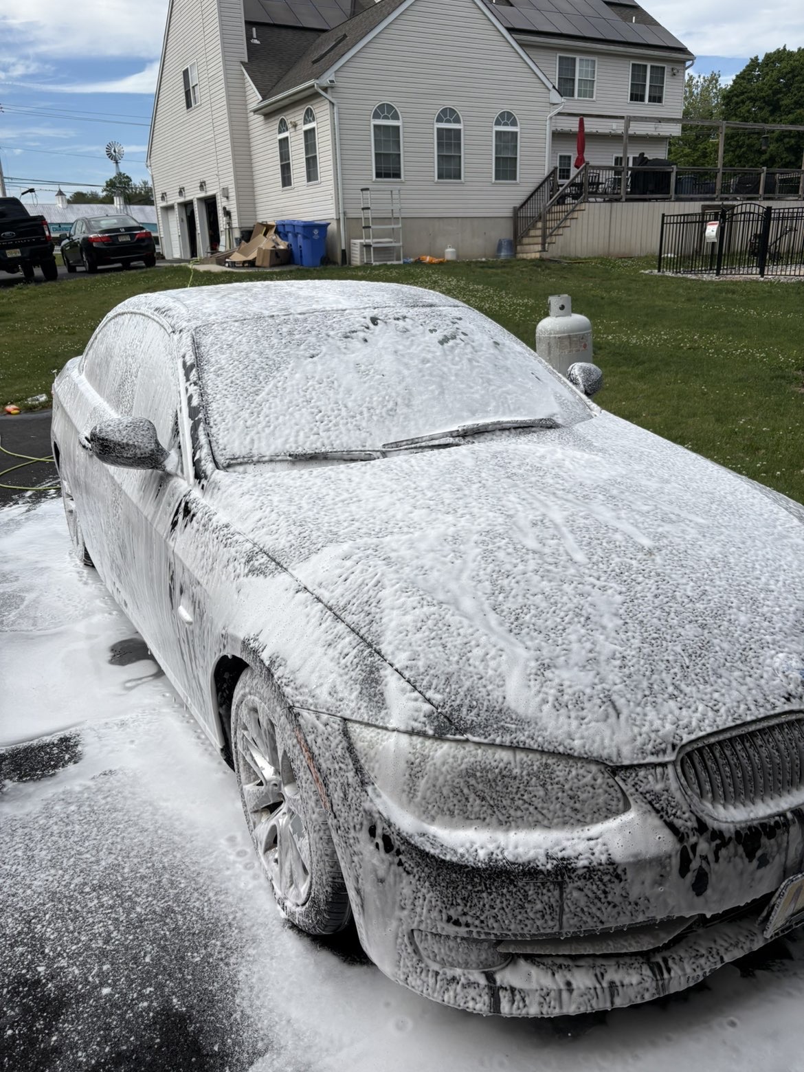 Car getting a foam wash